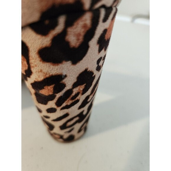 LULUS - LEOPARD Faux Suede ANKLE STRAP Open-Toe HEELS sz 7.5 see pic for wear - Picture 7 of 9